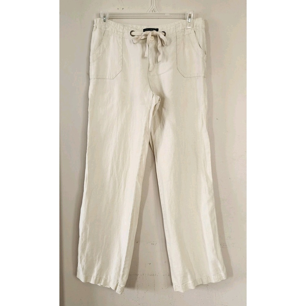 Sanctuary Womens Size 30 Beige Linen Straight Leg Pants Beachy Casual Drawstring